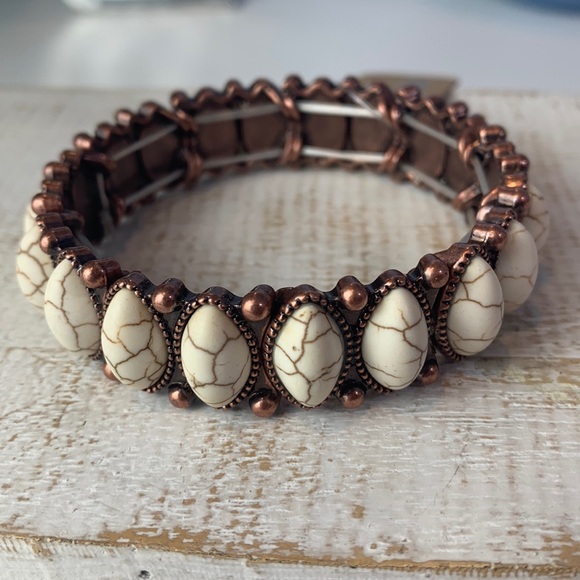 Southwestern Natural Stone Navajo Stretch Bracelet - Picture 2 of 5